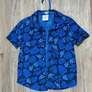 Jumping Beans Kids Blue Leaf Button Down Shirt